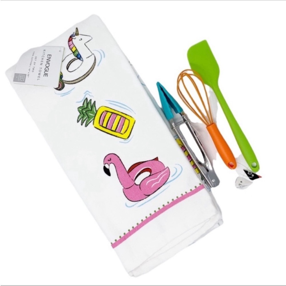 Summer White Kitchen Towel NEW spatula tongs whisk